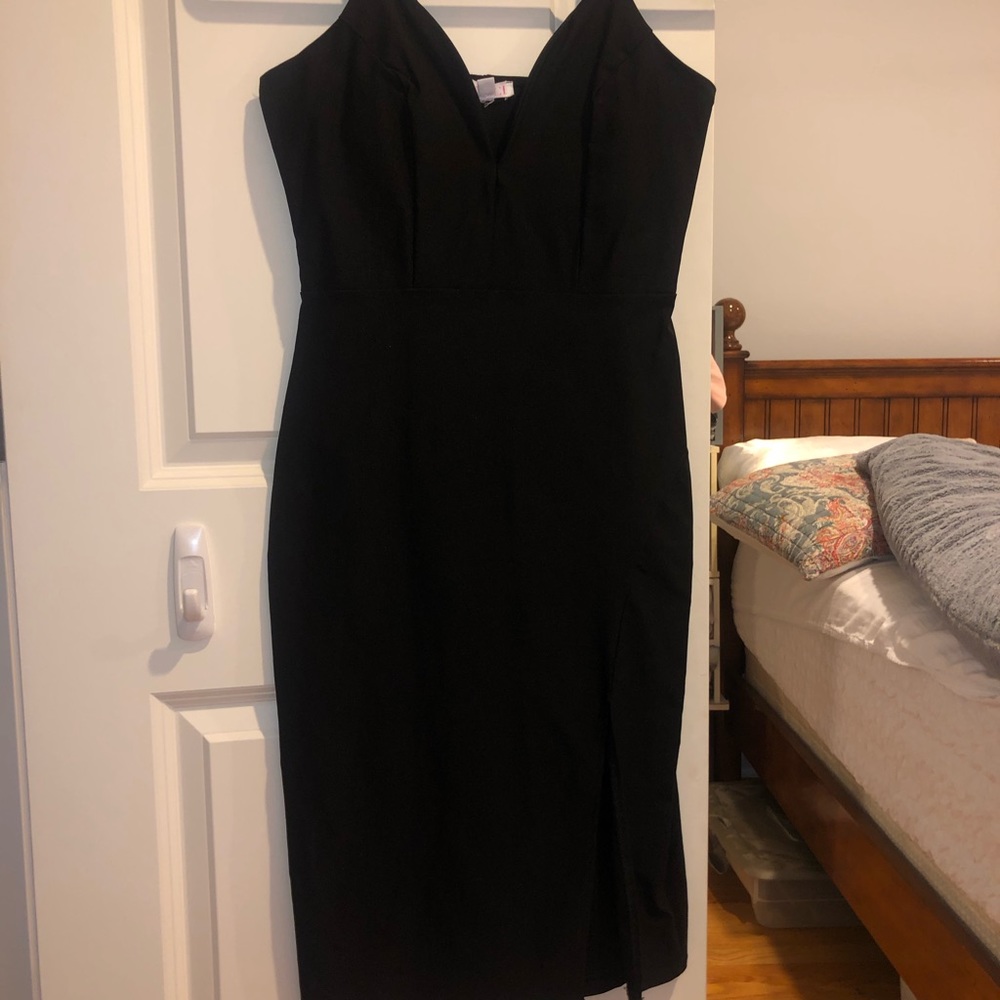 Agaci black midi slip dress